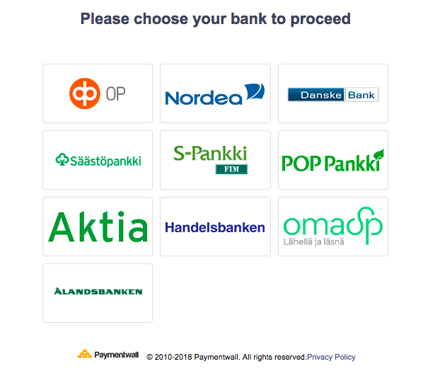 Bank Transfer Finland select