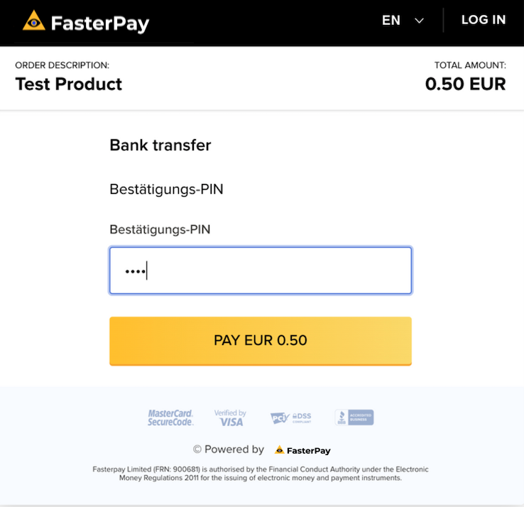 FasterPay Bank Transfer preset