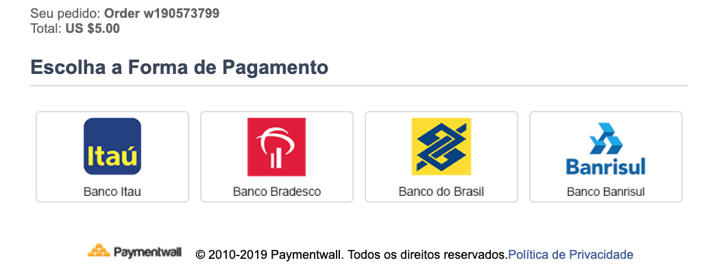 Bank Transfer Brazil select
