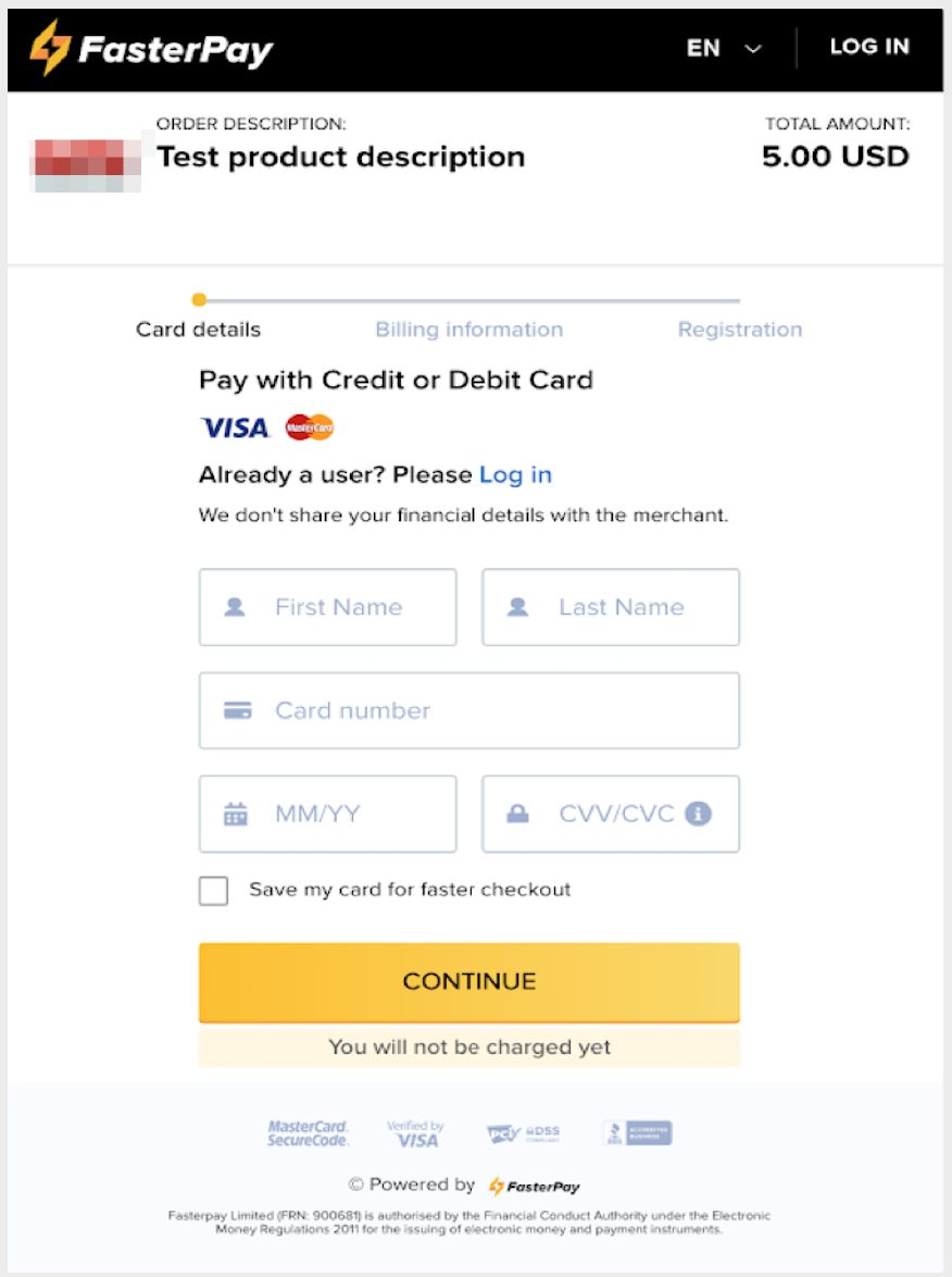 FasterPay checkout