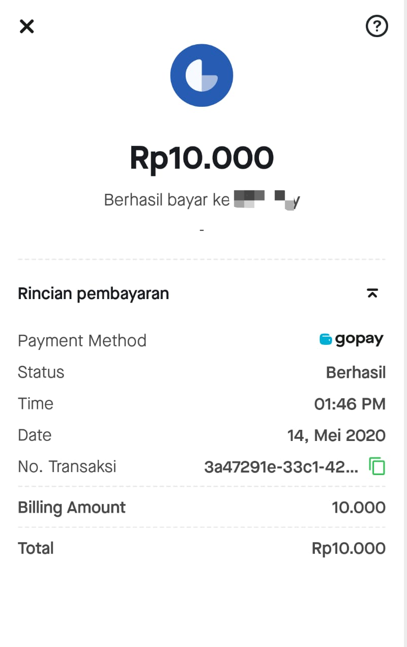 Gopay successful transaction