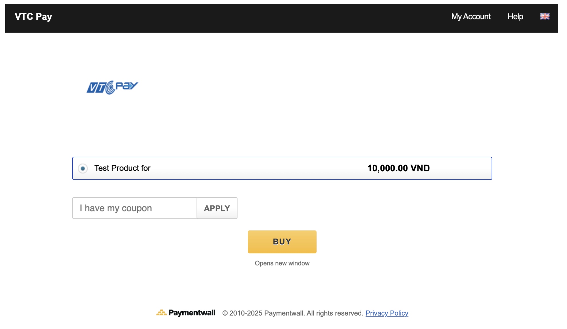 VTC Pay selection