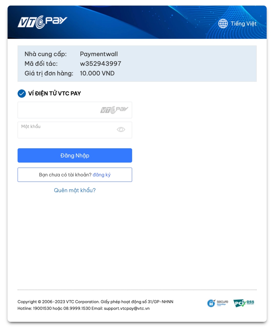 VTC Pay Payment